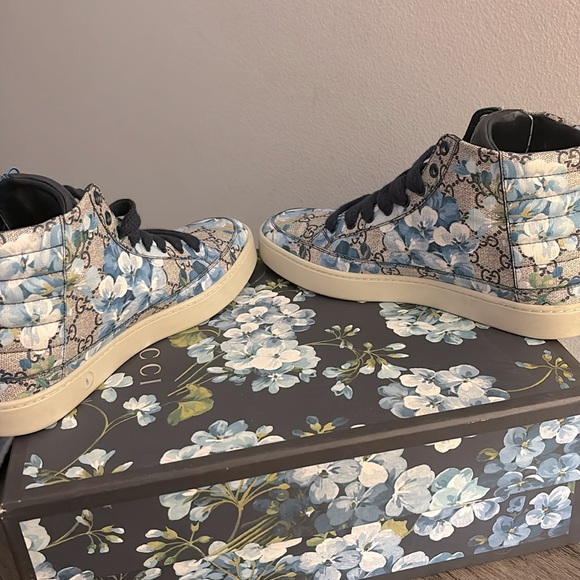 EUC [Gucci] Authenticated Bloom GG Floral High Top Sneakers Men’s US 8.5 w/ Box - Picture 11 of 16